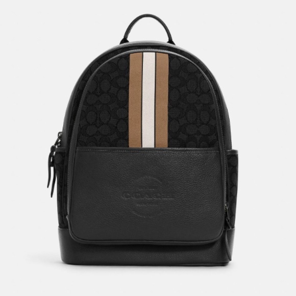 NWT Thompson Backpack In Signature Jacquard with Varsity Stripe - Picture 2 of 14